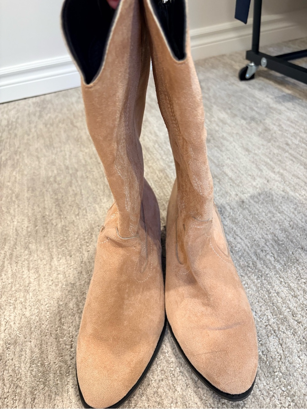 Tan Suede Like Western Cowboy Boots Size 43 - Picture 3 of 8